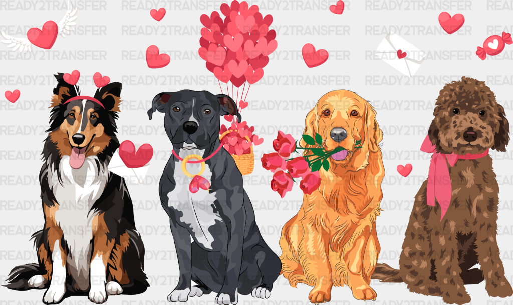 Valentine Dog Friends 2 Dtf Transfer