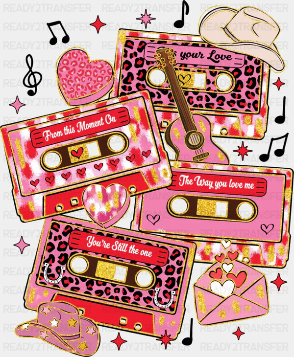 Valentine Music Cassettes - Valentine's Day DTF Transfer