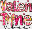 Valentine Vibes Pink Design - Valentine’s Day Dtf Transfer Adult Unisex S & M (10’’) / Dark