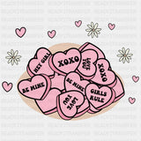 Valentines Candy Hearts Dtf Transfer