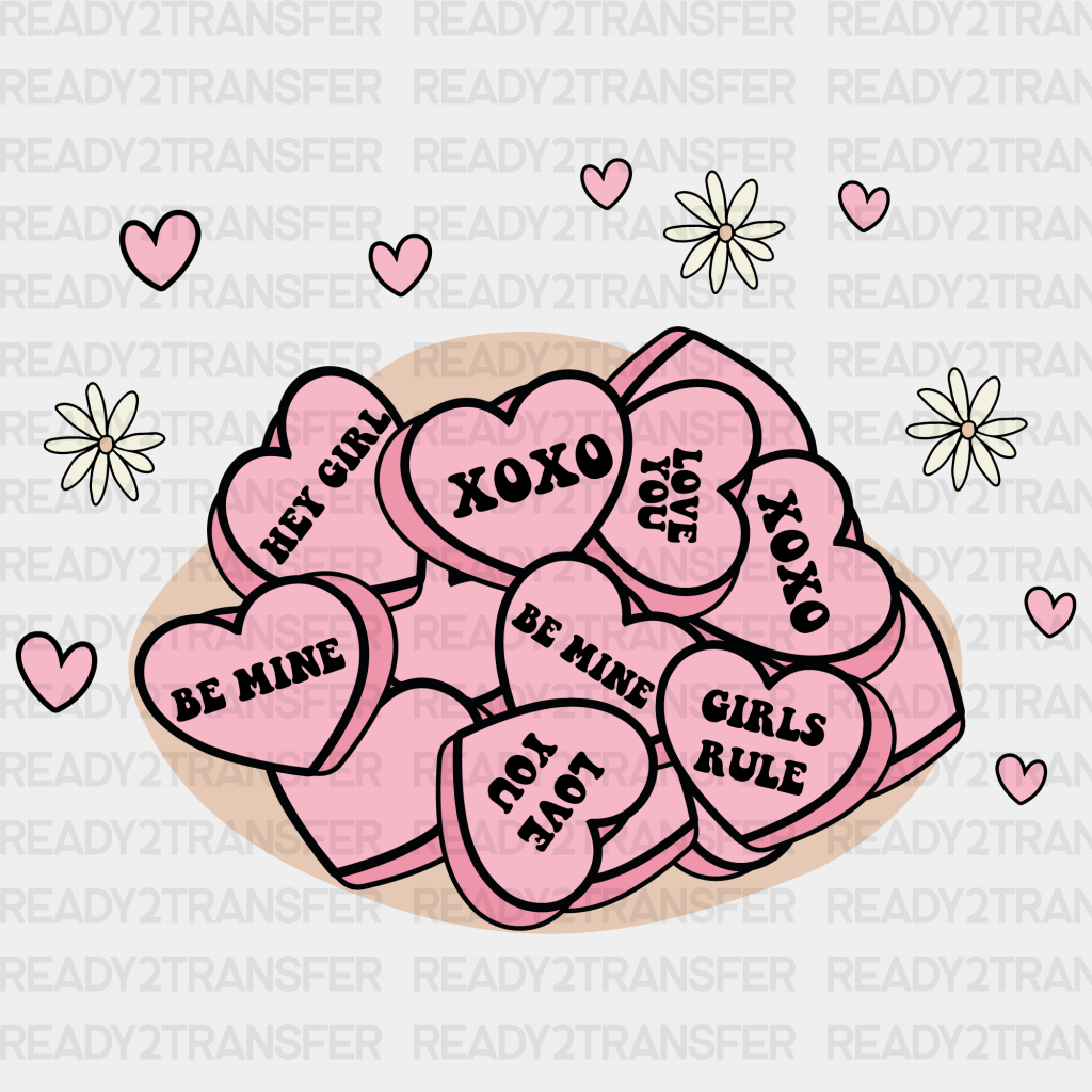 Valentines Candy Hearts Dtf Transfer