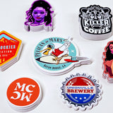 Collection of various stickers with different designs on a white background
