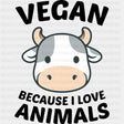 Vegan Because I Love Animals - Vegan DTF Transfers - Adult Unisex - S & M (10’’) / Dark Color Design (See Imaging)