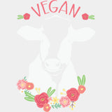 Vegan Cow & Flowers - Vegan DTF Transfers - Adult Unisex - S & M (10’’) / Light Color Design (See Imaging)