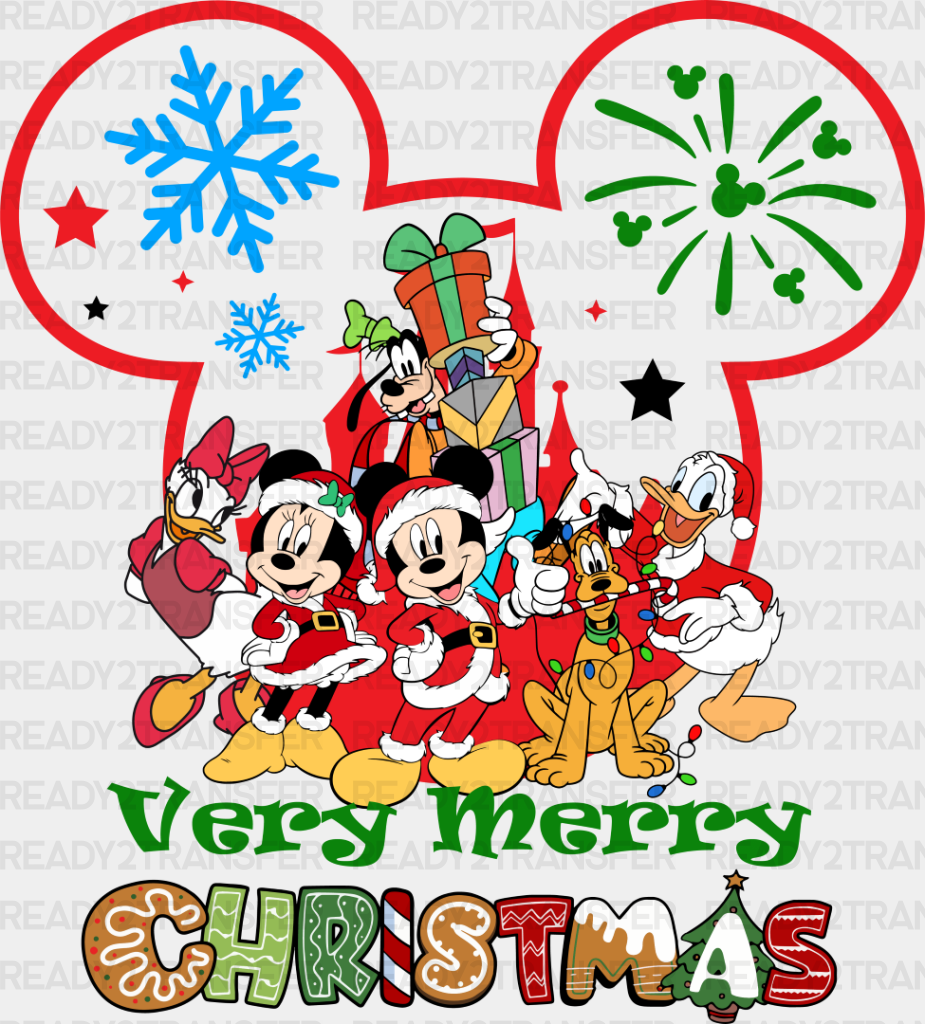 Very Merry Christmas - Disney Iron On Dtf Transfer Adult Unisex S & M (10’’) / Mickey Dark