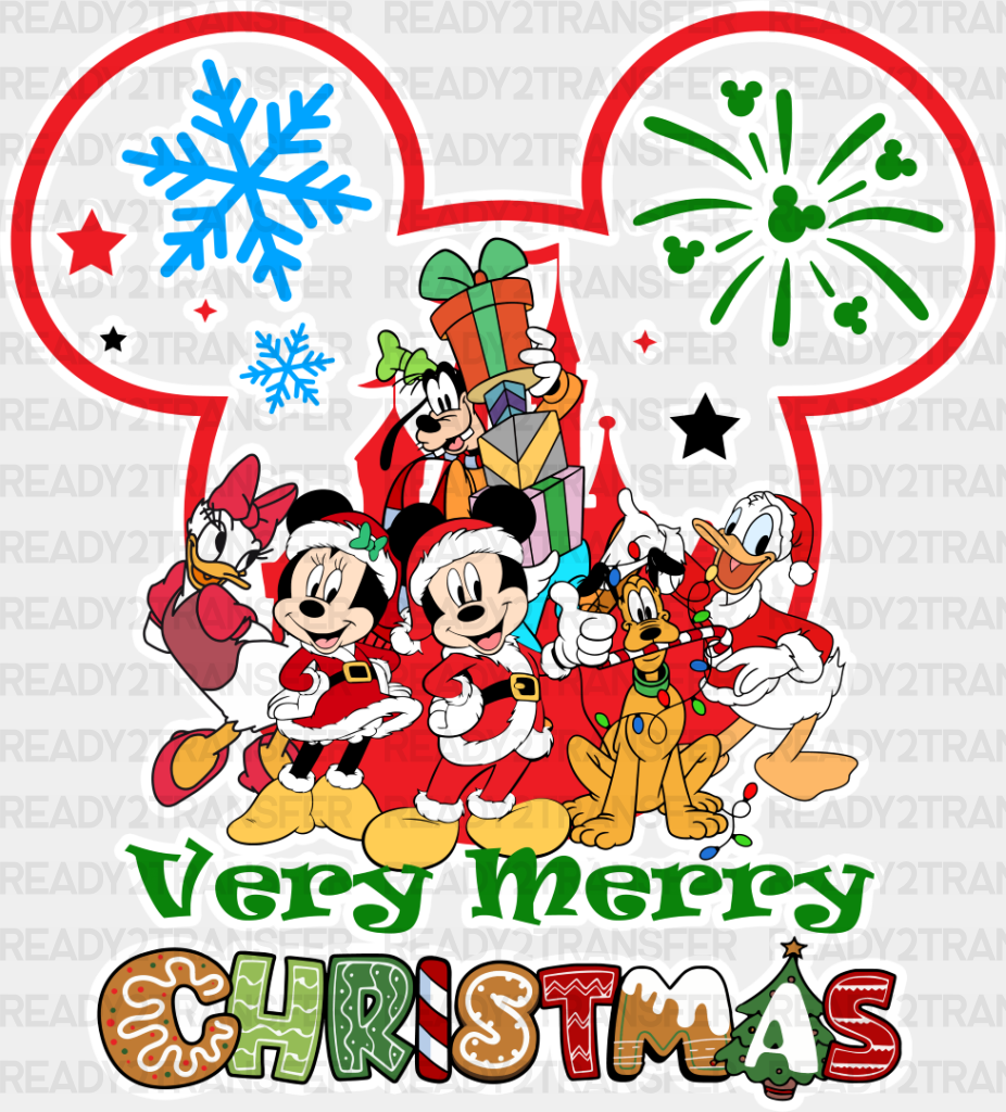 Very Merry Christmas - Disney Iron On Dtf Transfer Adult Unisex S & M (10’’) / Mickey Light