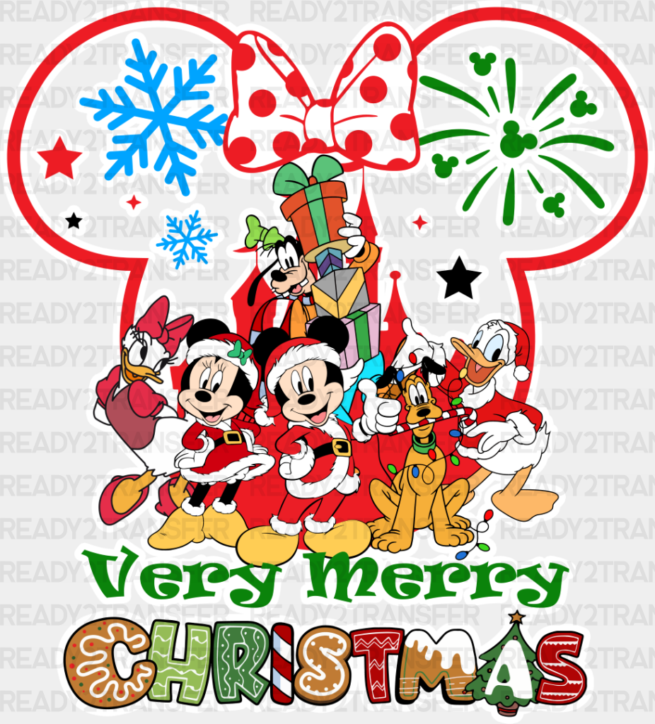 Very Merry Christmas - Disney Iron On Dtf Transfer Adult Unisex S & M (10’’) / Minnie Light