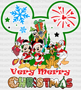 Very Merry Christmas Green Design - Disney Iron On Dtf Transfer Adult Unisex S & M (10’’) /