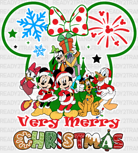 Very Merry Christmas Green Design - Disney Iron On Dtf Transfer Adult Unisex S & M (10’’) /