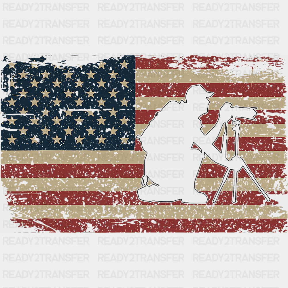 Vintage US Flag & Photographer - Photography DTF Transfers ready2transfer Dark Color Design (See Imaging)