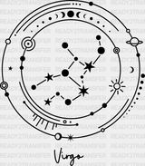 Virgo Constellation Design - Zodiac Dtf Transfer Adult Unisex S & M (10’’) / Dark Color (See