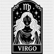 Virgo Tarot Card - Zodiacs & Horoscopes DTF Transfers - Adult Unisex - S & M (10’’) / Dark Color Design (See Imaging)