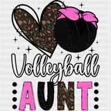Volleyball Aunt, Heart - Volleyball DTF Transfers ready2transfer Dark Color Design (See Imaging)
