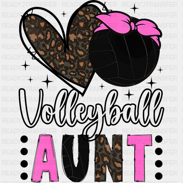Volleyball Aunt, Heart - Volleyball DTF Transfers ready2transfer Dark Color Design (See Imaging)