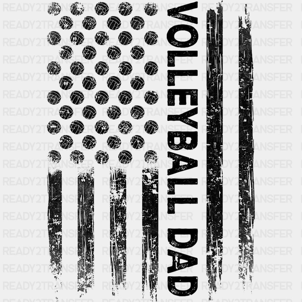Volleyball Dad, Dotted US Flag - Volleyball DTF Transfers ready2transfer Dark Color Design (See Imaging)