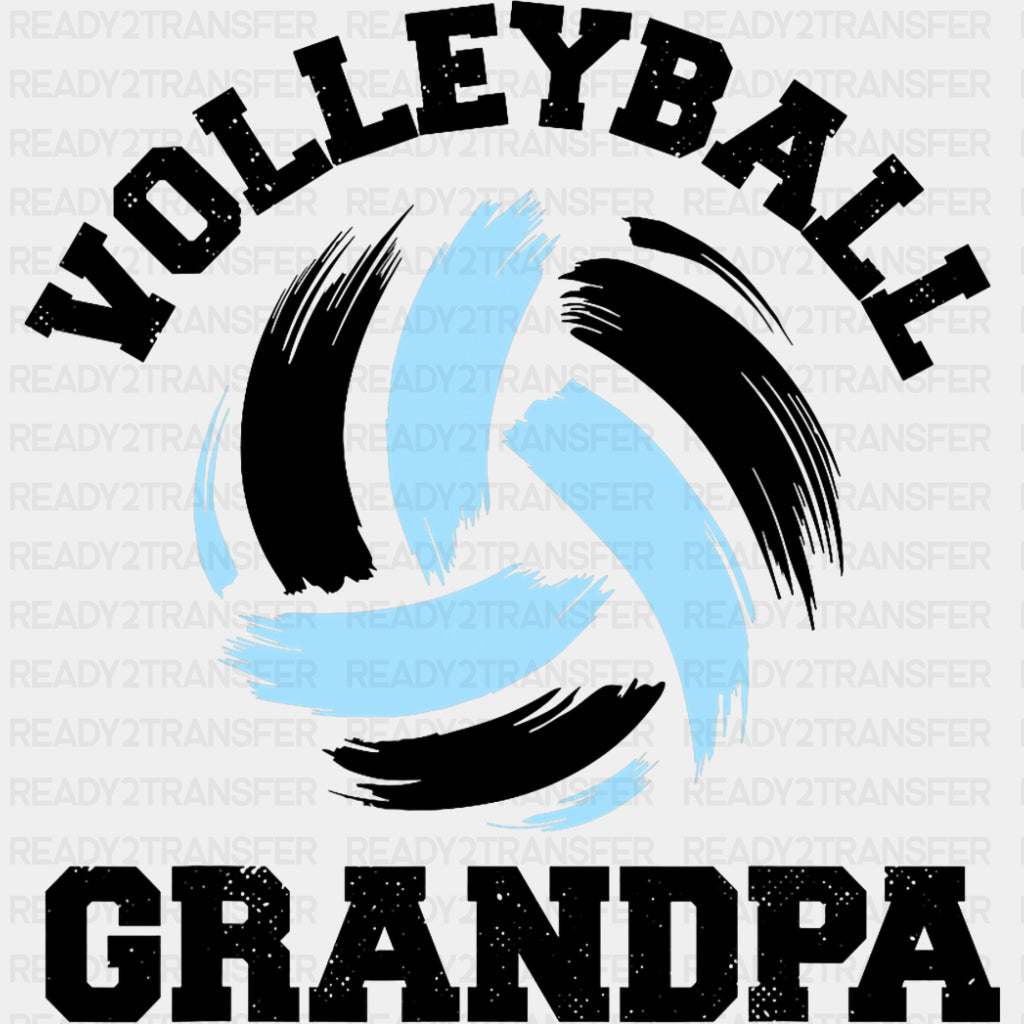 Volleyball Grandpa, Blue Design - Volleyball DTF Transfers ready2transfer Dark Color Design (See Imaging)
