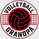 Volleyball Grandpa, Red Design - Volleyball DTF Transfers ready2transfer Dark Color Design (See Imaging)