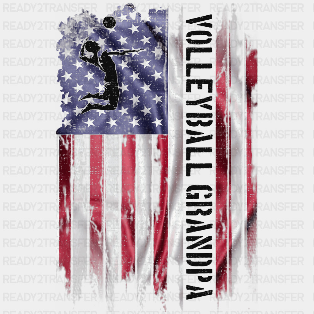 Volleyball Grandpa, US Flag - Volleyball DTF Transfers ready2transfer Dark Color Design (See Imaging)