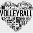 Volleyball Heart - Volleyball DTF Transfers ready2transfer Dark Color Design (See Imaging)