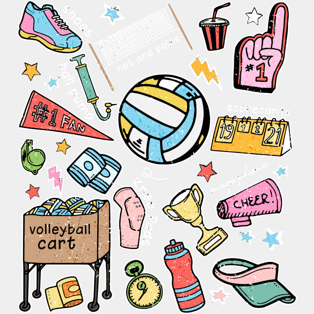 Volleyball Items - Volleyball DTF Transfers ready2transfer Light Color Design (See Imaging)