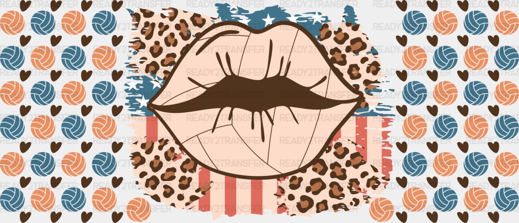 Volleyball Lips Design - Cup Wrap Uv Sticker Permanent Dtf Decal