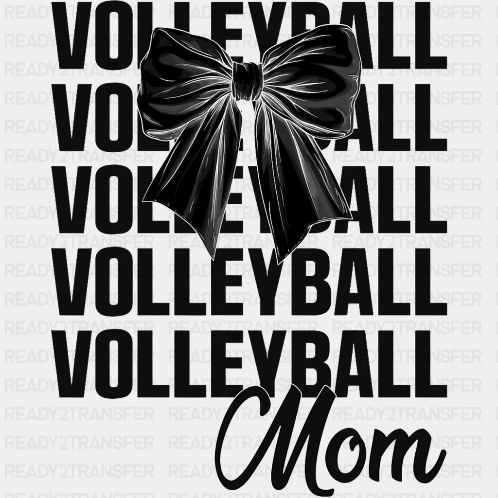 Volleyball Mom B&W Ribbon - Volleyball DTF Transfers ready2transfer Dark Color Design (See Imaging)