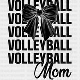 Volleyball Mom B&W Ribbon - Volleyball DTF Transfers ready2transfer Dark Color Design (See Imaging)