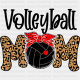 Volleyball Mom Bandana, Leopard Pattern - Volleyball DTF Transfers ready2transfer Dark Color Design (See Imaging)