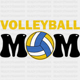 Volleyball Mom, Blue & Yellow Ball - Volleyball DTF Transfers ready2transfer Dark Color Design (See Imaging)