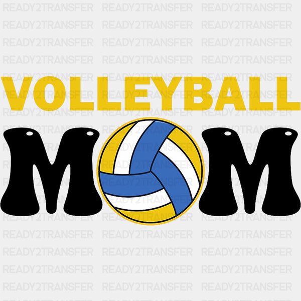 Volleyball Mom, Blue & Yellow Ball - Volleyball DTF Transfers