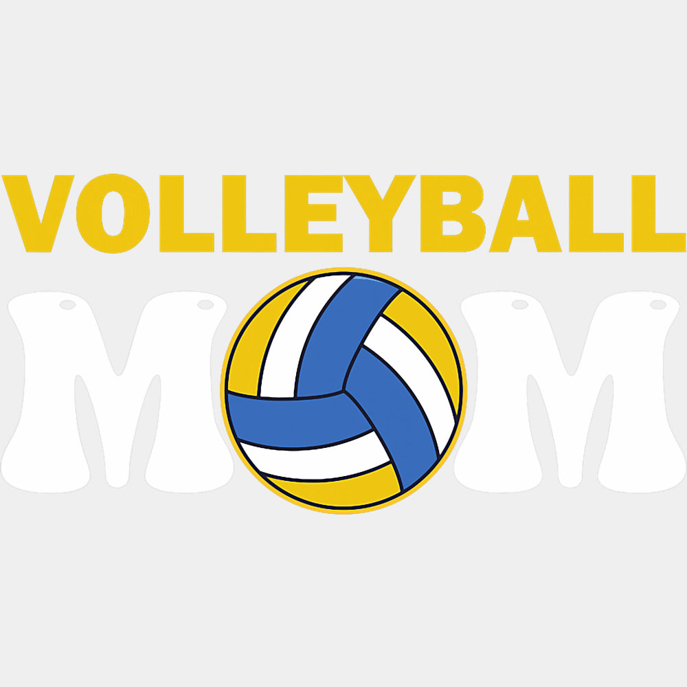 Volleyball Mom, Blue & Yellow Ball - Volleyball DTF Transfers ready2transfer Light Color Design (See Imaging)