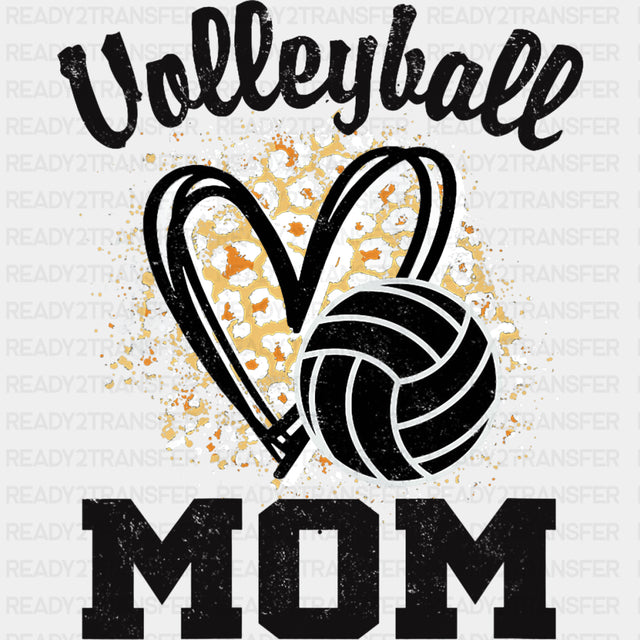 Volleyball Mom, Leopard Pattern Design - Volleyball DTF Transfers ready2transfer Dark Color Design (See Imaging)