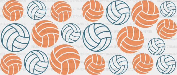 Volleyball Orange Design - Volleyball Cup Wrap UV Sticker Permanent UV DTF Decal