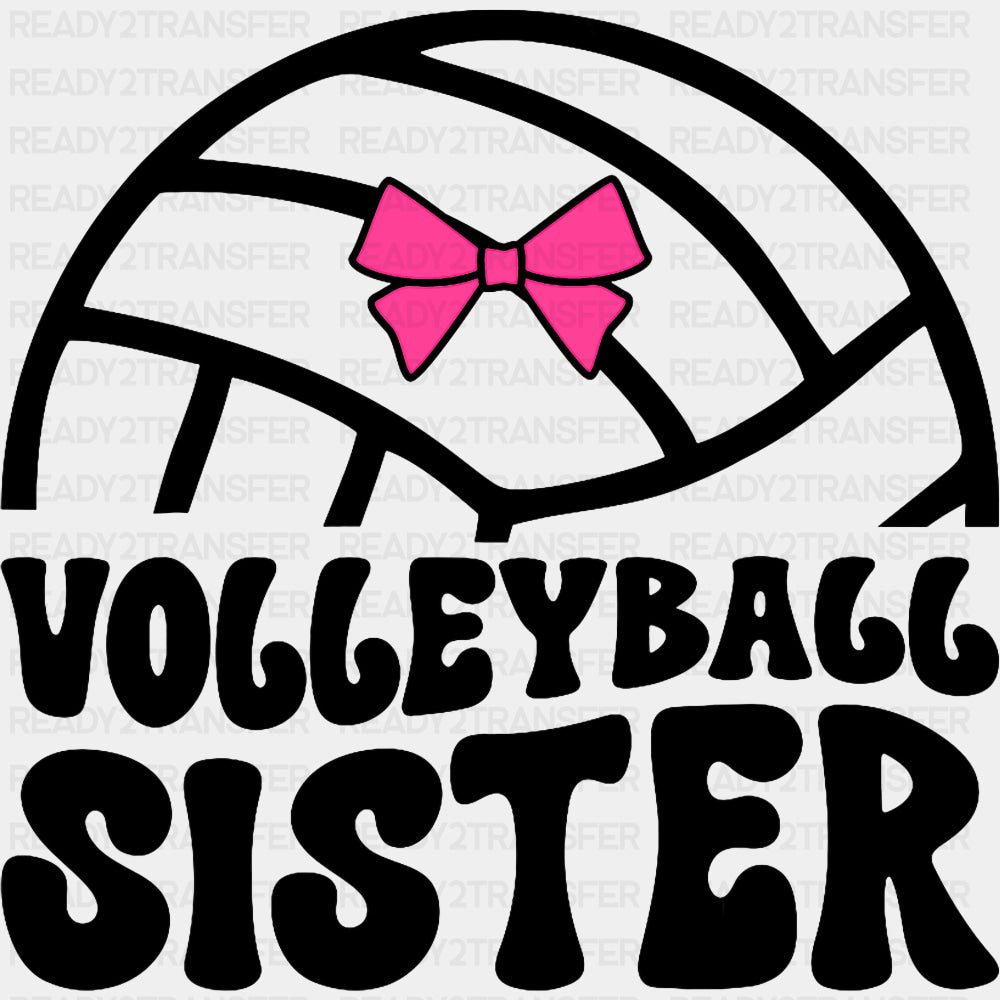 Volleyball Sister, Pink Ribbon - Volleyball DTF Transfers ready2transfer Dark Color Design (See Imaging)