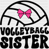 Volleyball Sister, Pink Ribbon - Volleyball DTF Transfers ready2transfer Dark Color Design (See Imaging)