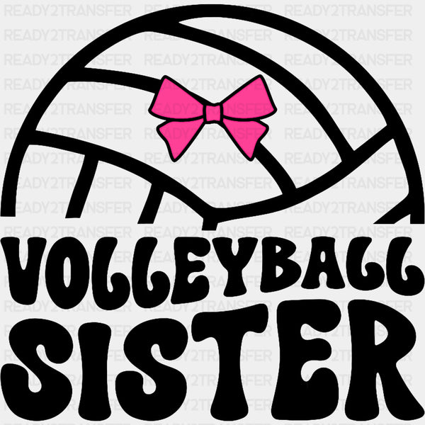 Volleyball Sister, Pink Ribbon - Volleyball DTF Transfers