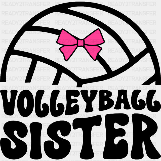 Volleyball Sister, Pink Ribbon - Volleyball DTF Transfers ready2transfer Dark Color Design (See Imaging)