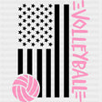 Volleyball US Flag, Pink - Volleyball DTF Transfers ready2transfer Dark Color Design (See Imaging)