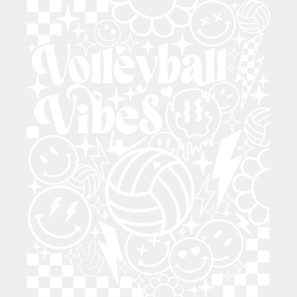 Volleyball Vibes, Checkered B&W - Volleyball DTF Transfers ready2transfer Light Color Design (See Imaging)
