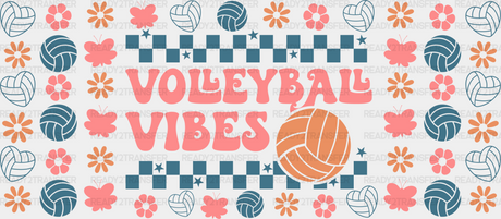 Volleyball Vibes Checkered - Cup Wrap Uv Sticker Permanent Dtf Decal