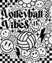 Volleyball Vibes Doodles Design - Volleyball DTF Heat Transfer ready2transfer Black