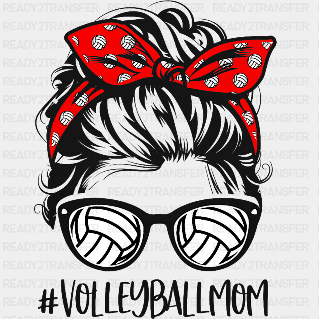 #VolleyballMom, Red Bandana - Volleyball DTF Transfers ready2transfer Dark Color Design (See Imaging)