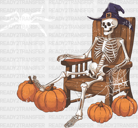 Waiting For Halloween Like Skeleton - Dtf Transfer Adult Unisex S & M (10’’) / Light Color