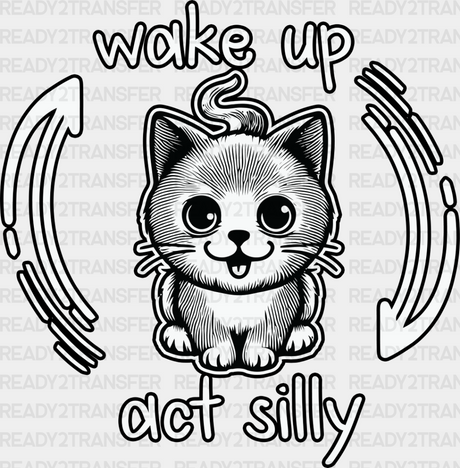 Wake Up Act Silly Cat Design - Cats Iron On Dtf Transfer Adult Unisex S & M (10’’) / Dark Color