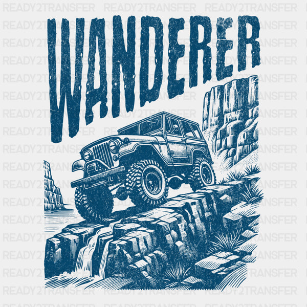 Wanderer, Blue Offroad Vehicle - Hiking DTF Transfers
