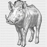 Warthog B&W - Animals DTF Transfers - Adult Unisex - S & M (10’’) / Dark Color Design (See Imaging)