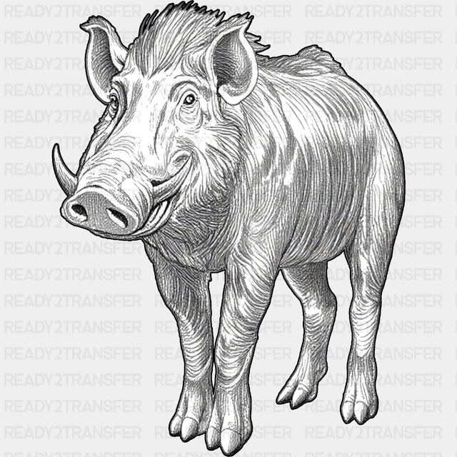 Warthog B&W - Animals DTF Transfers - Adult Unisex - S & M (10’’) / Dark Color Design (See Imaging)
