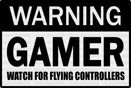 Watch For Flying Controllers - Video Game Dtf Heat Transfer Adult Unisex S & M (10’’) / Dark