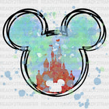 Watercolor Disney Mickey Head Dtf Heat Transfer Vacation Design Minnie