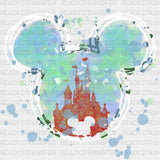 Watercolor Disney Mickey Head Dtf Heat Transfer Vacation Design Minnie